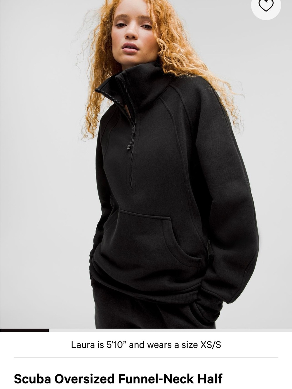 🍋Lululemon athletica Scuba Oversized Funnel-Neck Half-Zip — Black